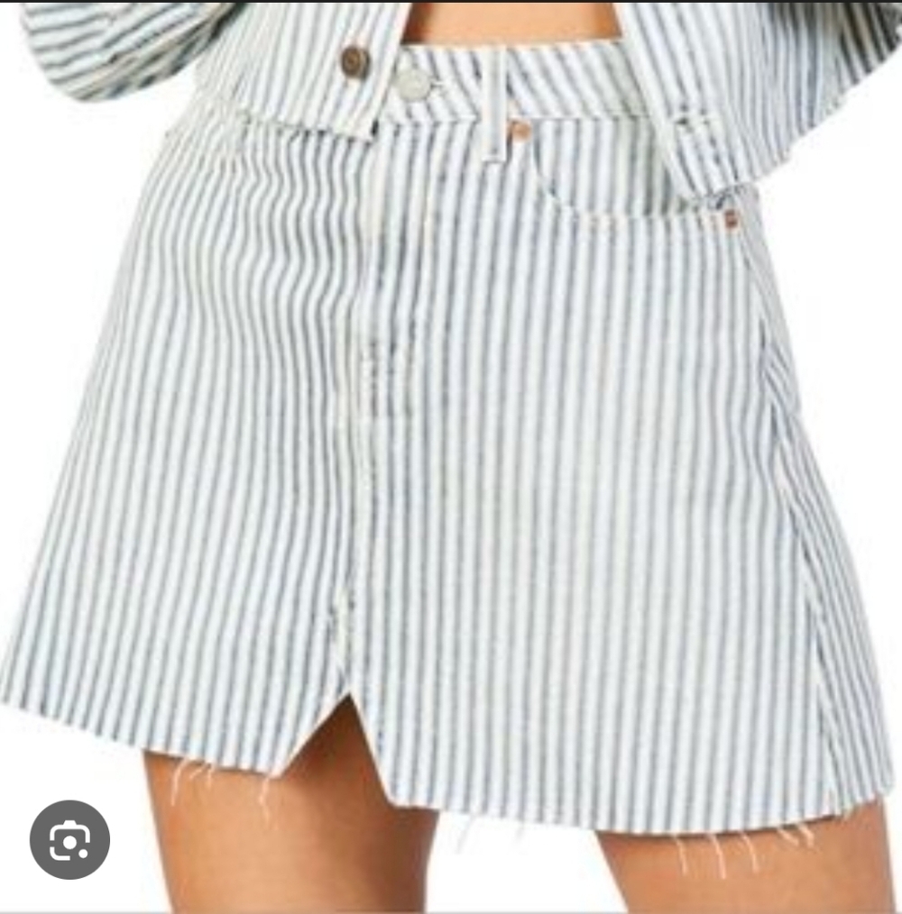 Etica Skirt Women's 26 Lucy Striped Denim A-line Mini